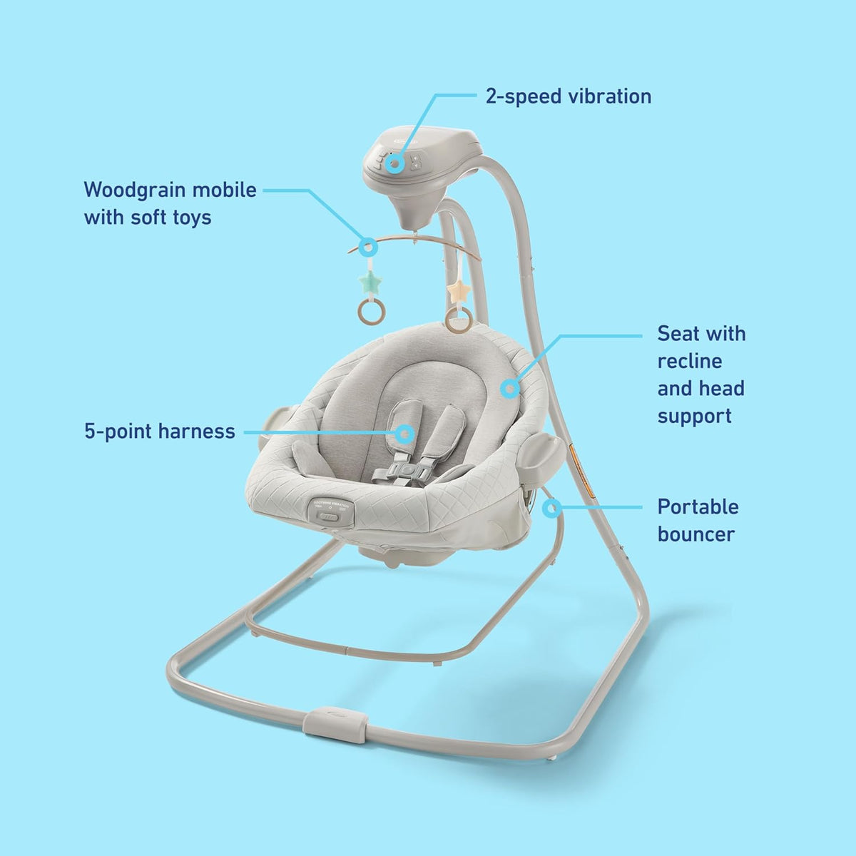 Graco DuetConnect LX Baby Swing and Bouncer (Wales) - Kidsy