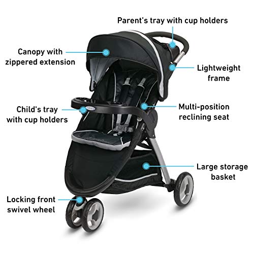 Graco FastAction Fold Sport Travel System with SnugRide 35 Infant Car Seat (Gotham) - Kidsy