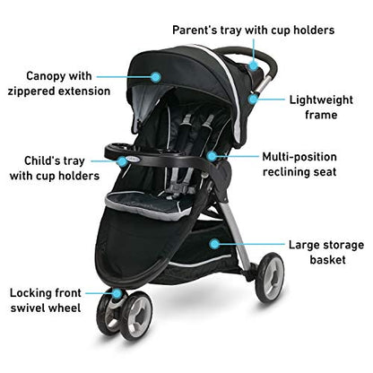 Graco FastAction Fold Sport Travel System with SnugRide 35 Infant Car Seat (Gotham) - Kidsy