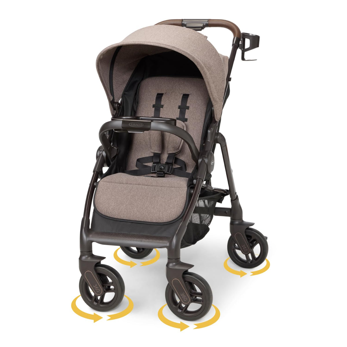 Graco Merge 360 Stroller with Rotating Swivel Wheels & One-Hand Fold (Sable)
