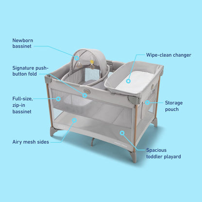 Graco Pack n’ Play CareSuite Playard (Sky) - Kidsy