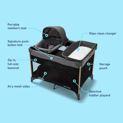 Graco Pack n’ Play Close2Baby Playard with Baby Bassinet (Milan) - Kidsy