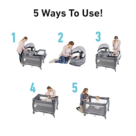 Graco Pack n Play Dome LX Playard with Baby Bassinet (Redmond) - Kidsy