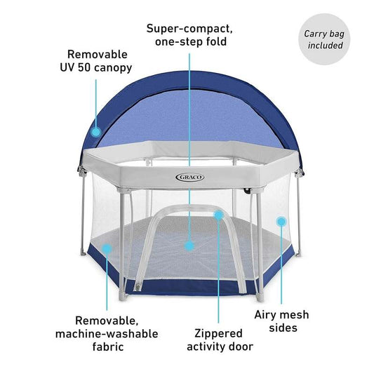 Graco Pack 'n Play Lite Traveler LX Playard with Compact Fold UV Canopy (Canyon) - Kidsy