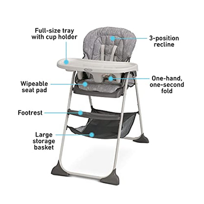Graco Slim Snacker High Chair, Ultra Compact High Chair (Whisk) - Kidsy