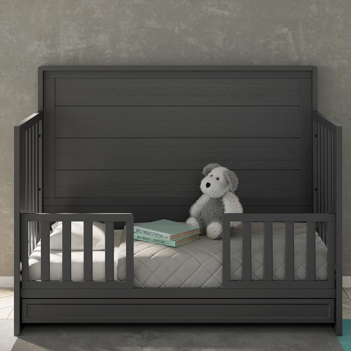 Graco Storkcraft Toddler Safety Guardrail with Slats (Gray) - Kidsy