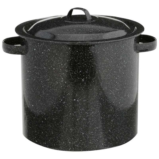 Granite Ware Porcelain Enamel Stock Pot 10.4 in. 12 qt (Black) - Kidsy