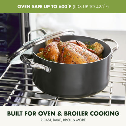 GreenPan 16 Piece Valencia Pro Ceramic Nonstick Cookware Set (Gray) - Kidsy