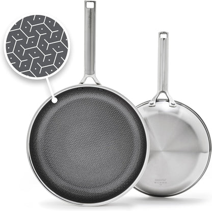 GreenPan Hybrid 2 - Piece Frying Pan Set - 9.5″ & 11″ (Stainless Steel) - Kidsy
