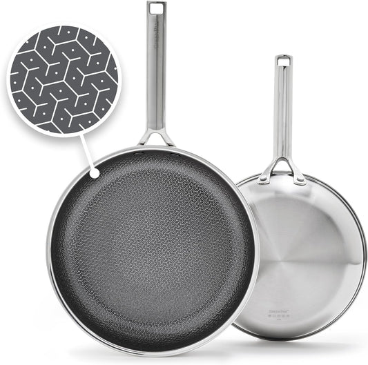 GreenPan Hybrid 2 - Piece Frying Pan Set - 9.5″ & 11″ (Stainless Steel) - Kidsy