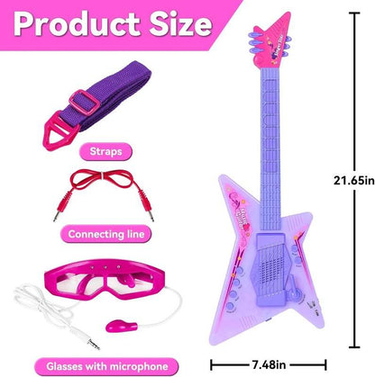 Guitar and Microphone Play Set with Glasses (Red) - Kidsy
