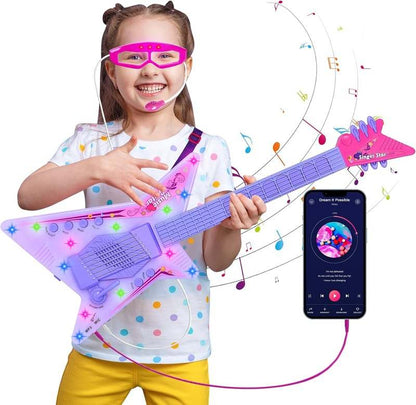 Guitar and Microphone Play Set with Glasses (Red) - Kidsy