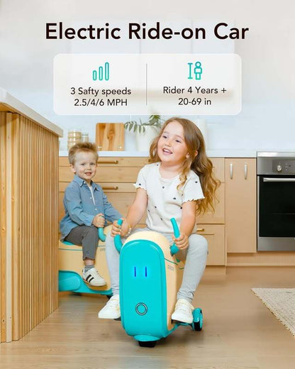 Gyroor Ride - On Toys for Kids Age 4 - 8 2 - in - 1 Electric Cars with Storage (Blue) - Kidsy