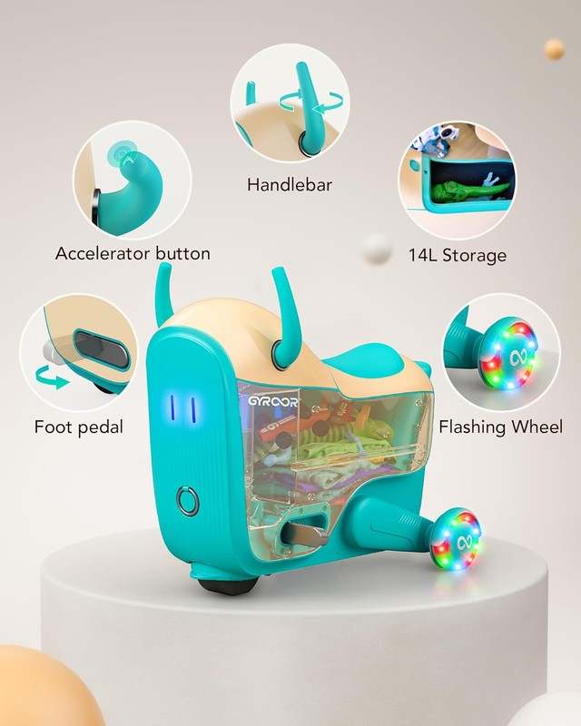 Gyroor Ride - On Toys for Kids Age 4 - 8 2 - in - 1 Electric Cars with Storage (Blue) - Kidsy