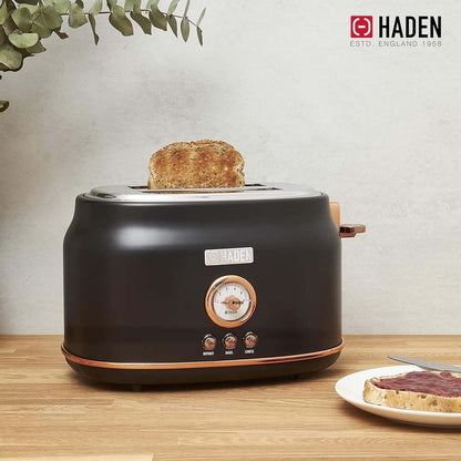 Haden Dorset Wide Slot 2 - Slice Toaster (Black & Copper) - Kidsy