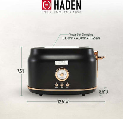 Haden Dorset Wide Slot 2 - Slice Toaster (Black & Copper) - Kidsy