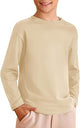 Haloumoning Kids Boys Long Sleeve Crewneck T-Shirts Tee Tops 5 - 14 Years (Beige) - Kidsy