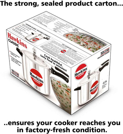 Hawkins Aluminium 10 Litre Classic Pressure Cooker (10.6 Quarts) - Kidsy
