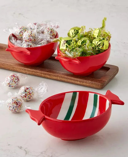 Holiday Lane Candy Bowls with Wood Tray, Set of 3 - Kidsy