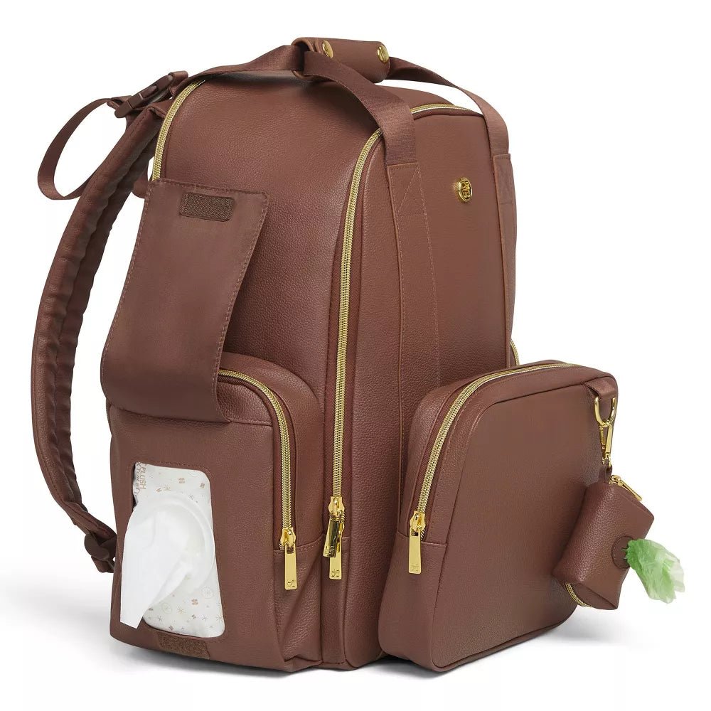 HUGGIES Signature Hug Pack Diaper Backpack (Cognac Leather) - Kidsy