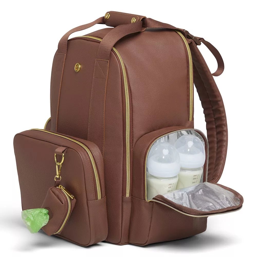 HUGGIES Signature Hug Pack Diaper Backpack (Cognac Leather) - Kidsy