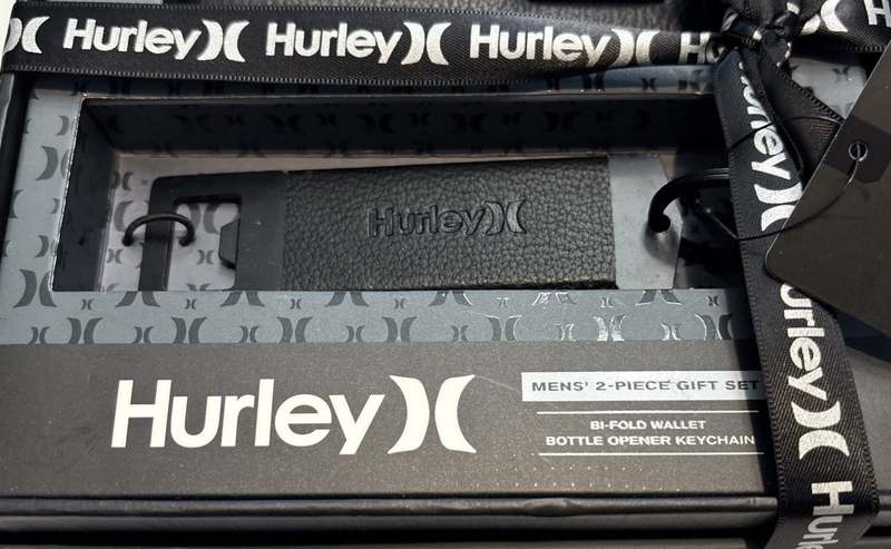 Hurley Men's Wallet & Bottle Opener Keychain Gift Set (Black) - Kidsy