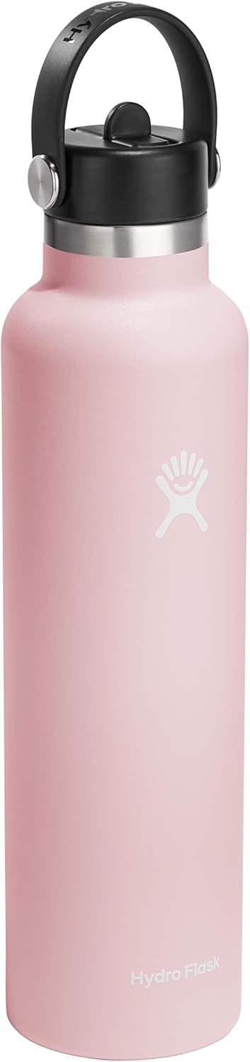 Hydro Flask Insulated 24 oz Water Bottle with Straw Lid (Trillium Pink) - Kidsy