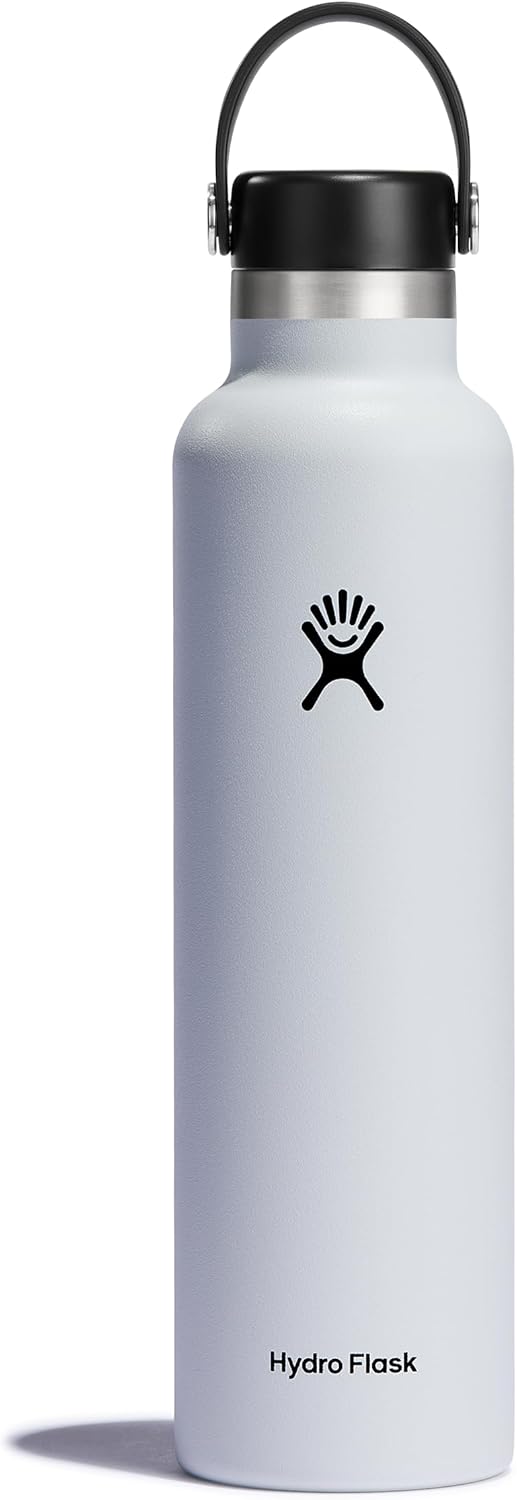 Hydro Flask Water Bottle - Insulated Stainless Steel Non Spill, Leakproof in 24 Oz (White) - Kidsy