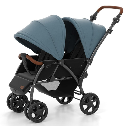 INFANS Foldable Double Tandem Stroller for Infants & Toddlers (Sage) - Kidsy