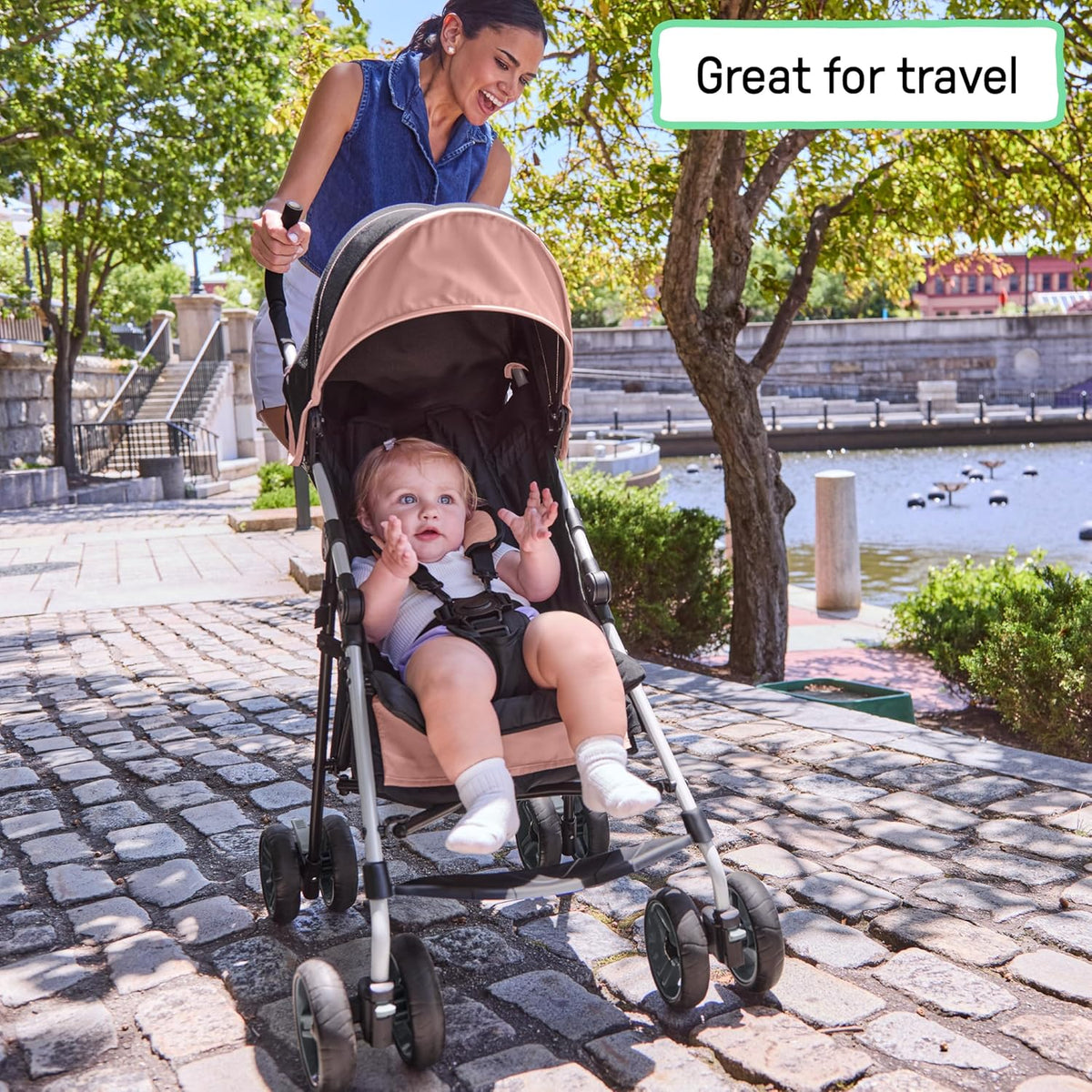 Ingenuity 3D Mini Convenience Lightweight Stroller (Dusty Rose Pink) - Kidsy