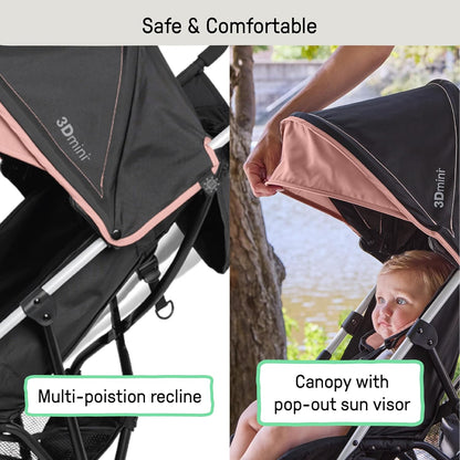 Ingenuity 3D Mini Convenience Lightweight Stroller (Dusty Rose Pink) - Kidsy