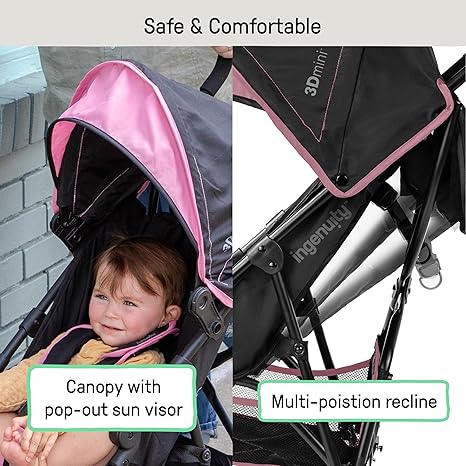 Ingenuity 3D Mini Convenience Stroller Compact Fold (Pink) - Kidsy
