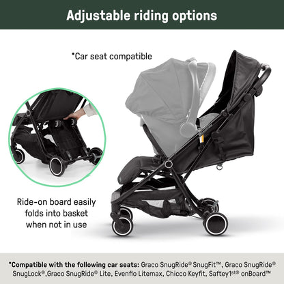 Ingenuity 3D Travelmate Pro Compact Travel Stroller with Ride-On Board (Black) - Kidsy