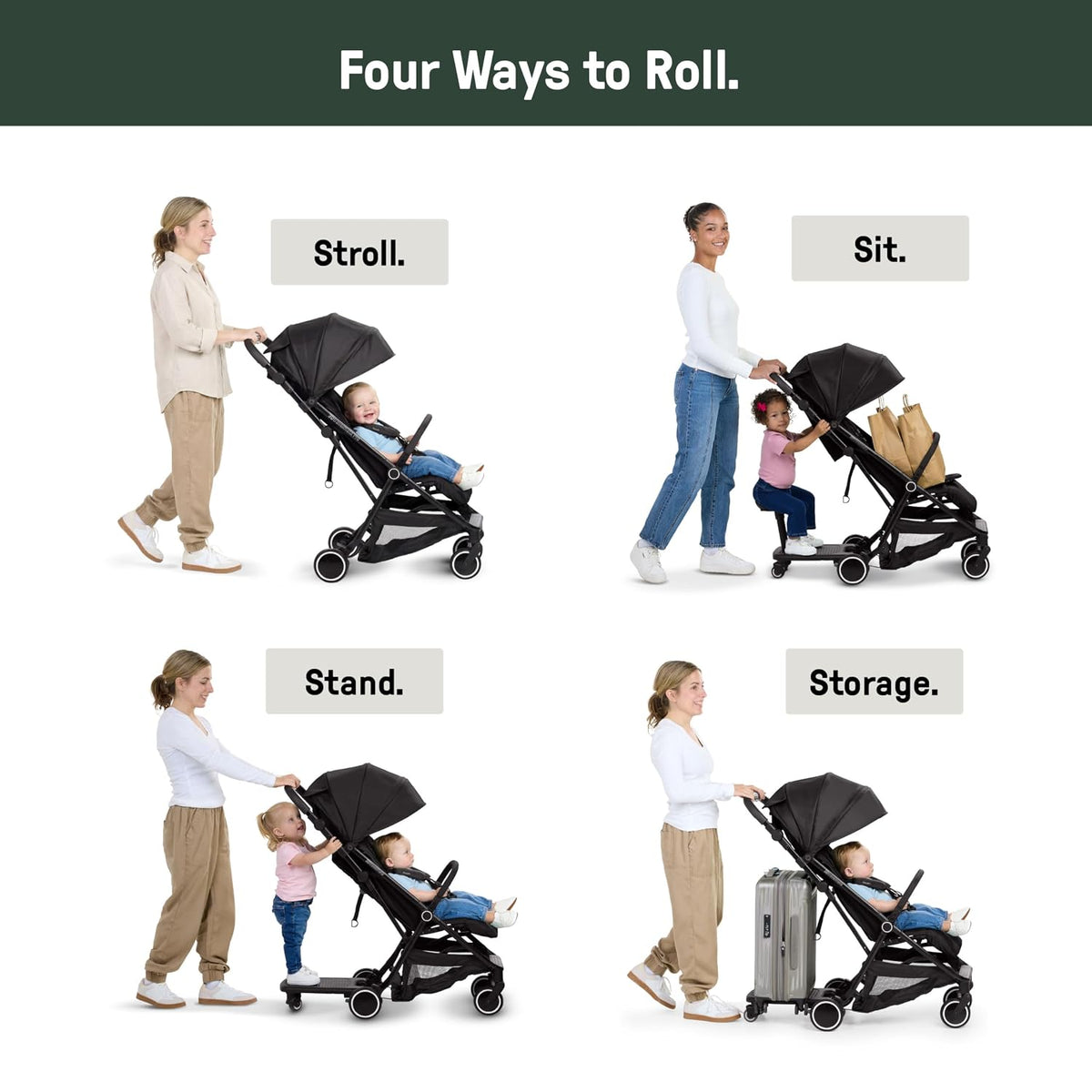 Ingenuity 3D Travelmate Pro Compact Travel Stroller with Ride-On Board (Black) - Kidsy