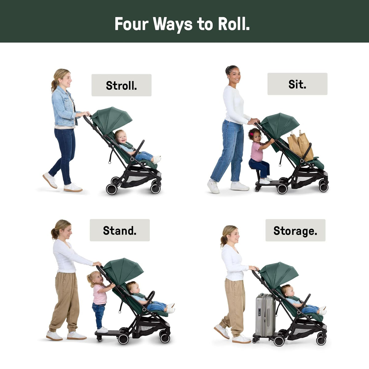 Ingenuity 3D TravelMate Pro Stroller with Ride-On Board (Green) - Kidsy