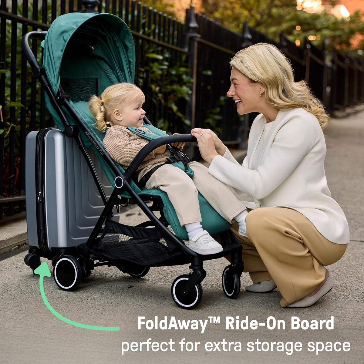Ingenuity 3D TravelMate Pro Stroller with Ride-On Board (Green) - Kidsy
