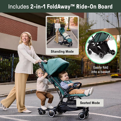 Ingenuity 3D TravelMate Pro Stroller with Ride-On Board (Green) - Kidsy
