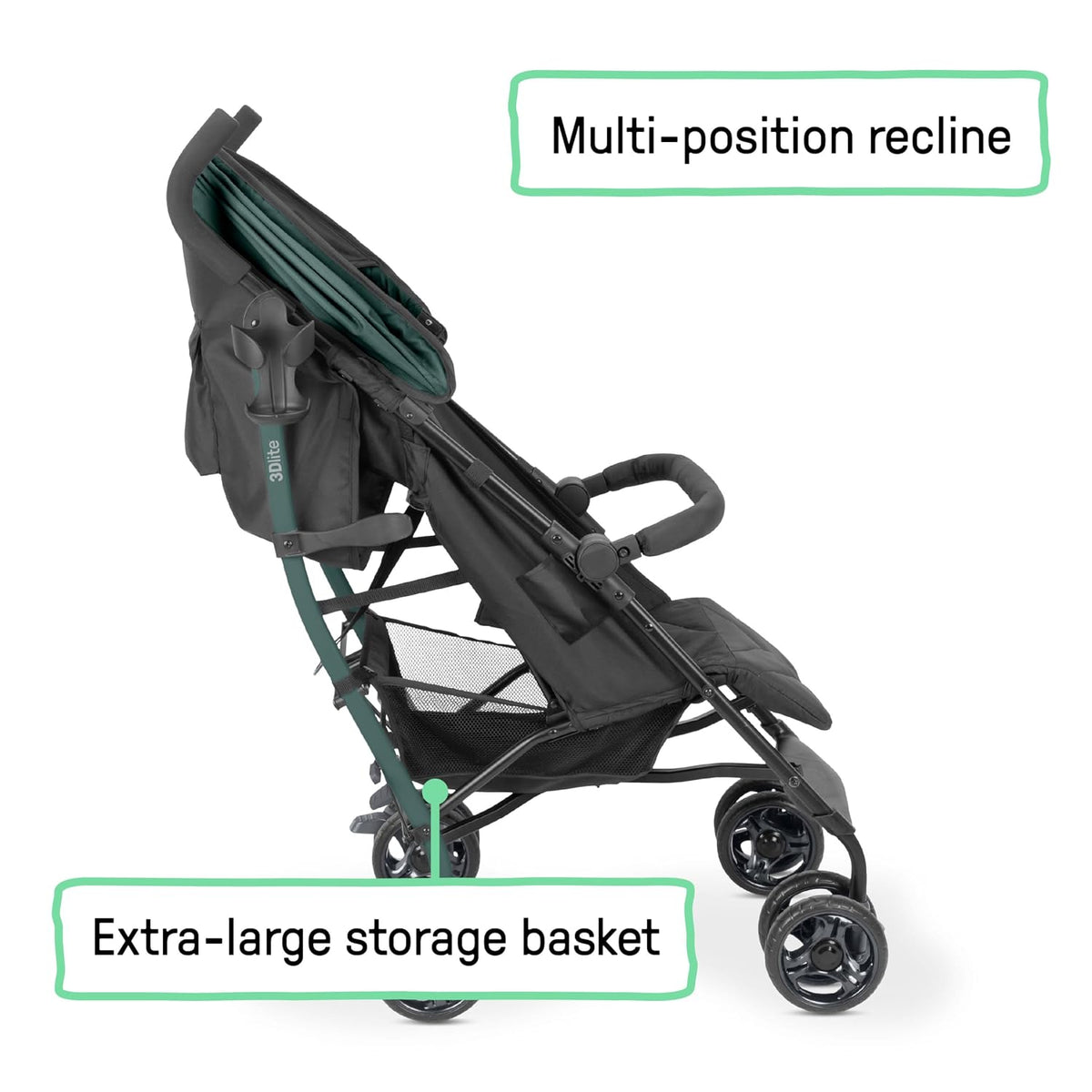 Ingenuity 3Dlite Jewel Convenience Stroller (Green) - Kidsy
