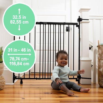 Ingenuity 46W x 32.5" Stairway Safety Gate (Black) - Kidsy
