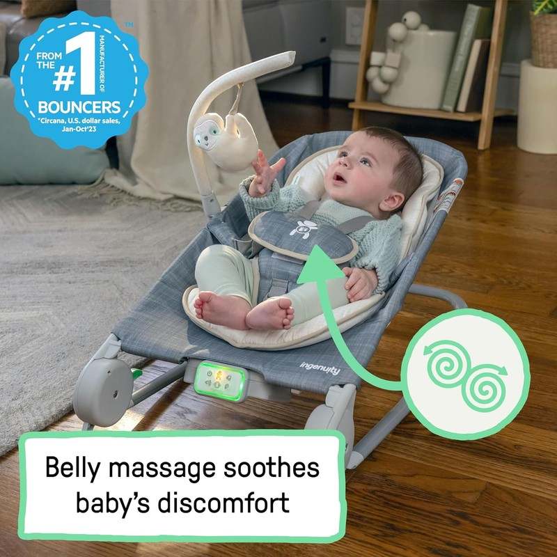 Ingenuity Anti - Colic Bouncer Rocker (Grey Parker) - Kidsy