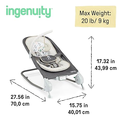 Ingenuity Anti - Colic Bouncer Rocker (Grey Parker) - Kidsy