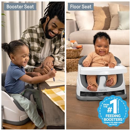 Ingenuity Baby Base 2-in-1 Booster Feeding and Floor Seat (Slate) - Kidsy