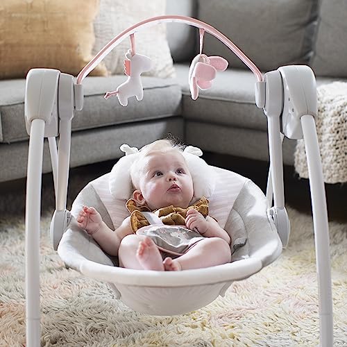 Ingenuity Comfort 2 Go Baby Swing (Pink Flora) - Kidsy