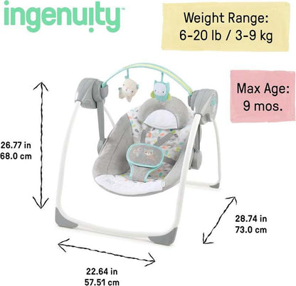 Ingenuity Comfort 2 Go Compact Portable Baby Swing (Fanciful Forest) - Kidsy