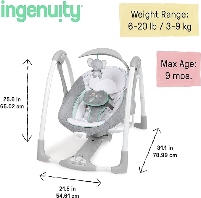 Ingenuity ConvertMe 2 - in - 1 Swing & Infant Seat (Swell) - Kidsy