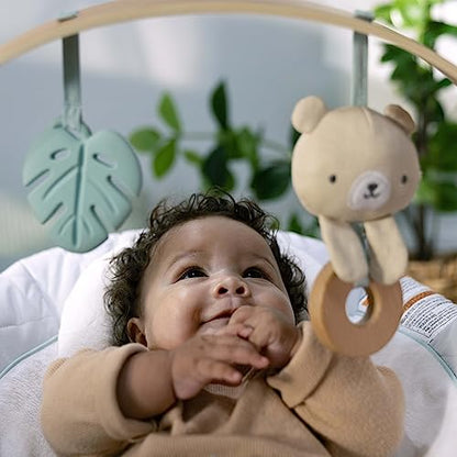 Ingenuity Cozy Spot Soothing Baby Bouncer with Wooden - Toy Arch (Grey) - Kidsy