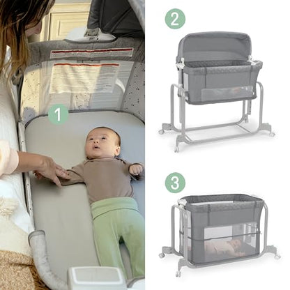 Ingenuity Dream Hero Starlight 3 - in - 1 Co - Sleeping Bassinet and Crib - Lume (Grey) - Kidsy
