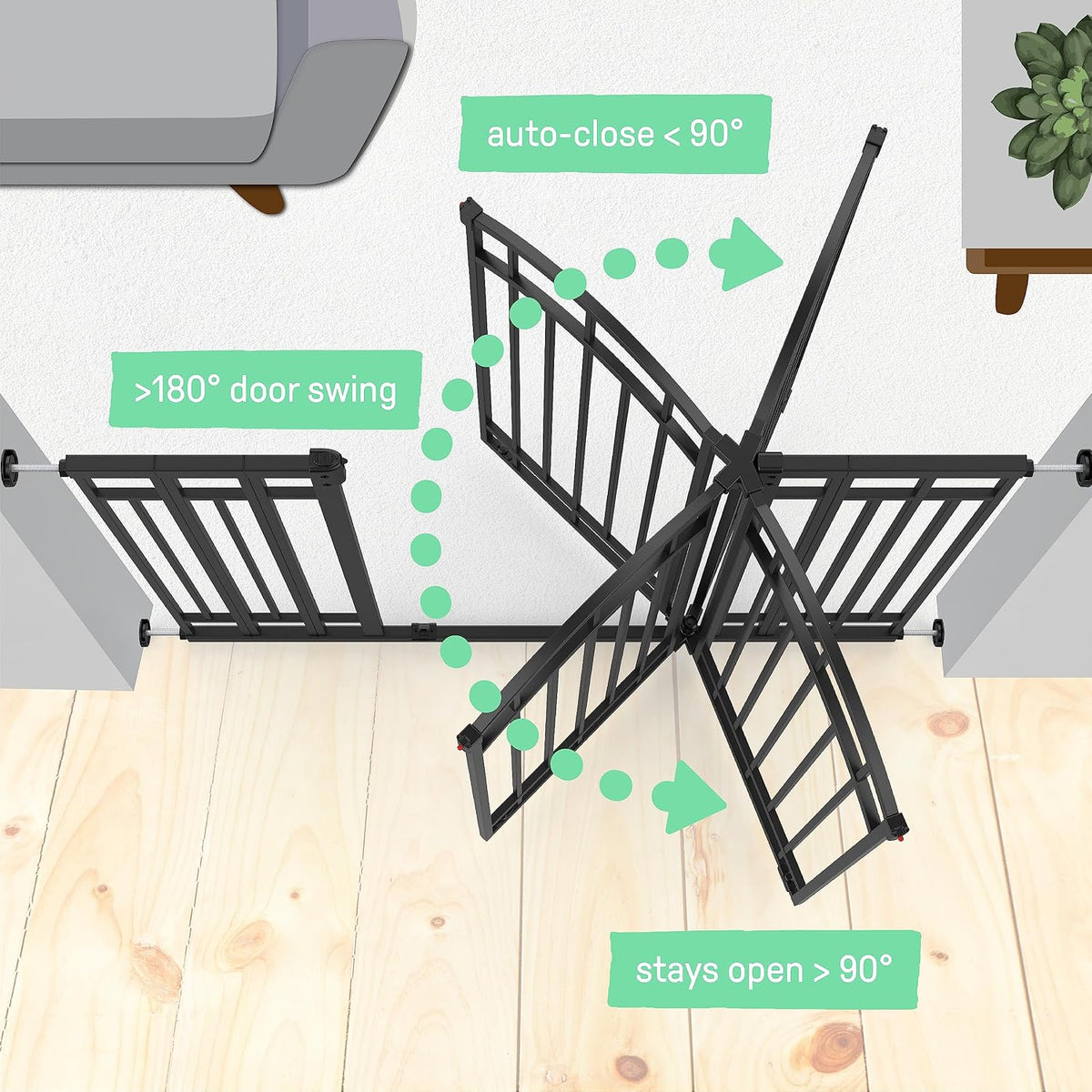 Ingenuity Extra Tall Walk-Thru Baby Gate, 28.5–48 Inches (Black) - Kidsy