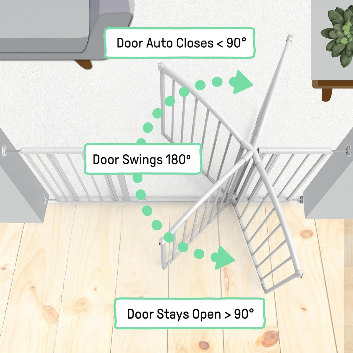 Ingenuity Extra Tall & Wide Auto-Close Baby & Pet Gate, 29.5–53"W × 38"H (White) - Kidsy