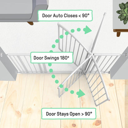 Ingenuity Extra Tall & Wide Auto-Close Baby & Pet Gate, 29.5–53"W × 38"H (White) - Kidsy